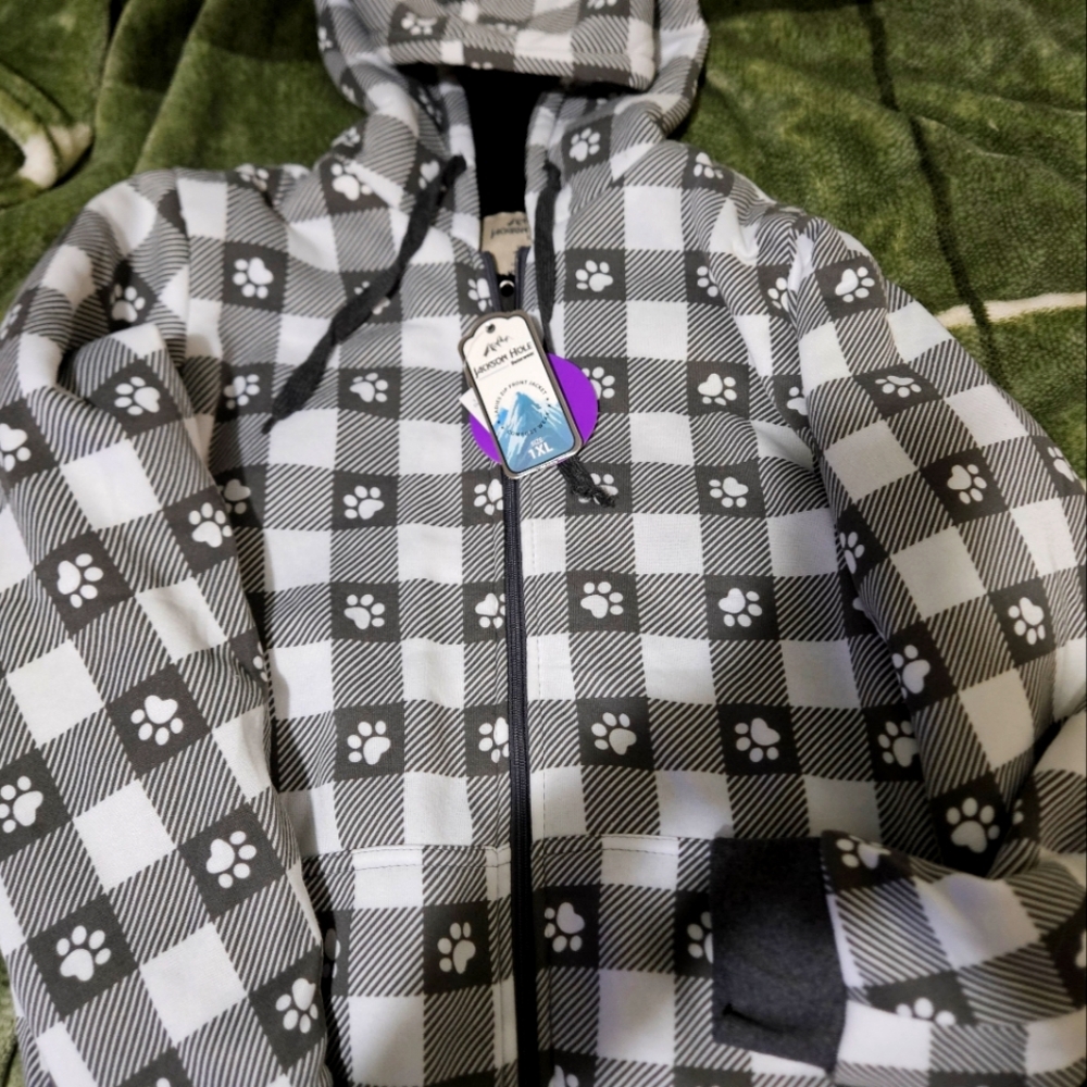 Paw Print sherpa lined Jackson Hole zip up hoodie